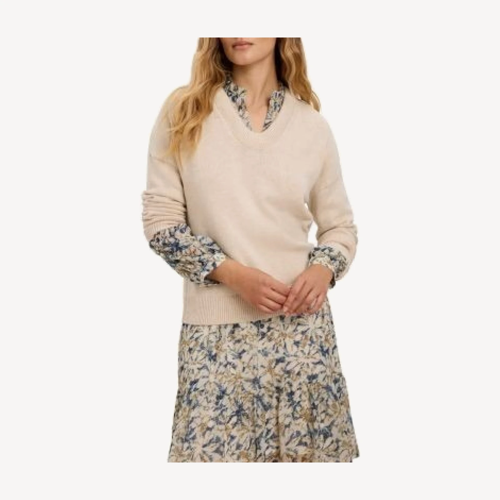 Nic+Zoe Rounded V Neck Sweater