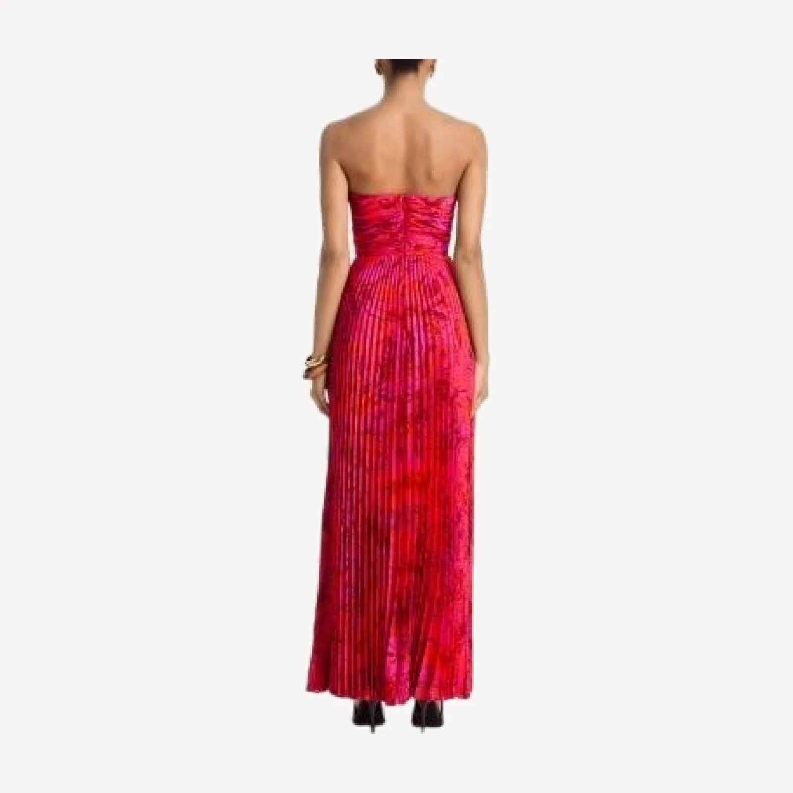 Aqua Strapless Pleated Gown - Exclusive