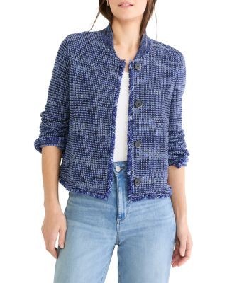 Nic+Zoe Fringe Knit Bomber Jacket