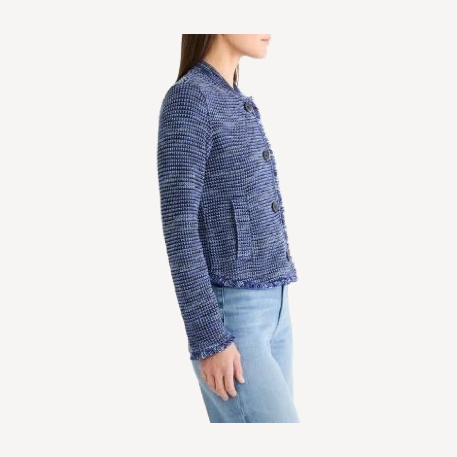 Nic+Zoe Fringe Knit Bomber Jacket