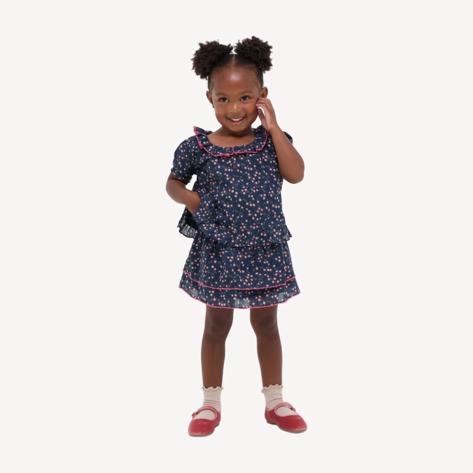The Tiny Annabella Skirt - Daisy Ditsy Toss Navy
