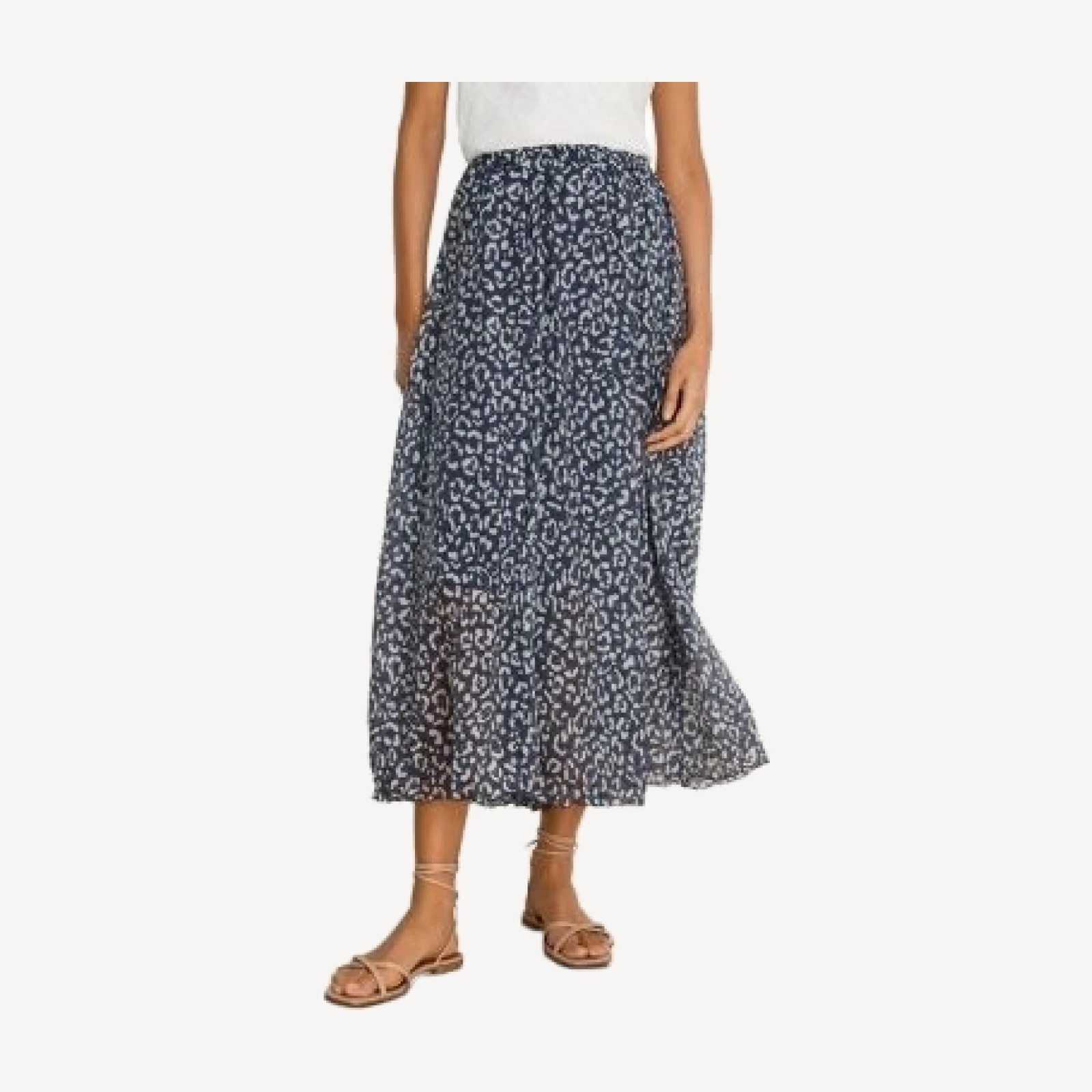 Nic+Zoe Crinkle Leopard Sketch Midi Skirt