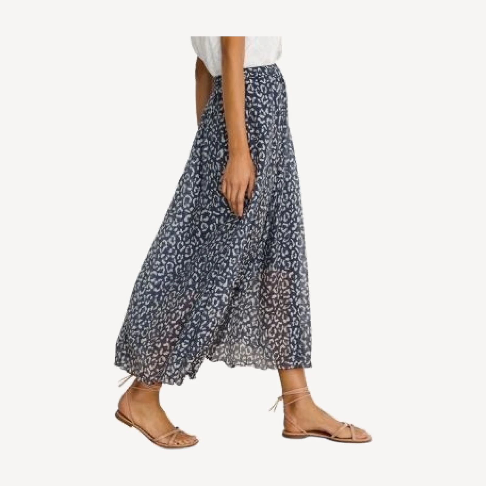 Nic+Zoe Crinkle Leopard Sketch Midi Skirt