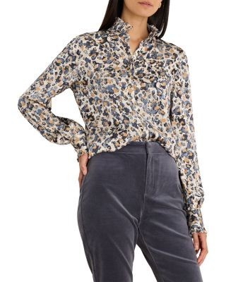 Nic+Zoe Gilded Flakes Ruffle Trim Shirt