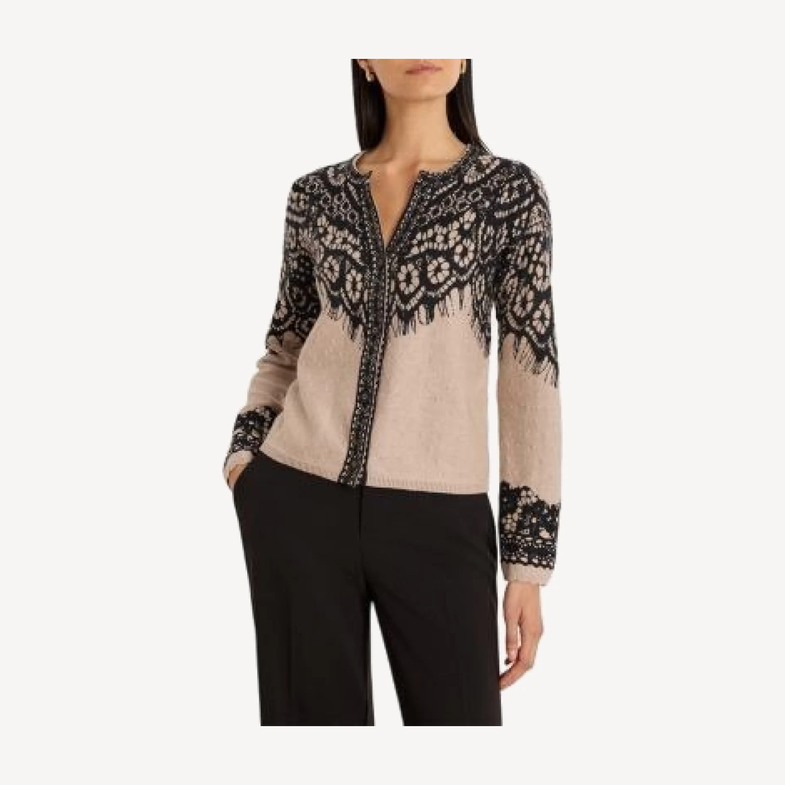 Nic+Zoe Placed Lace Print Cardigan