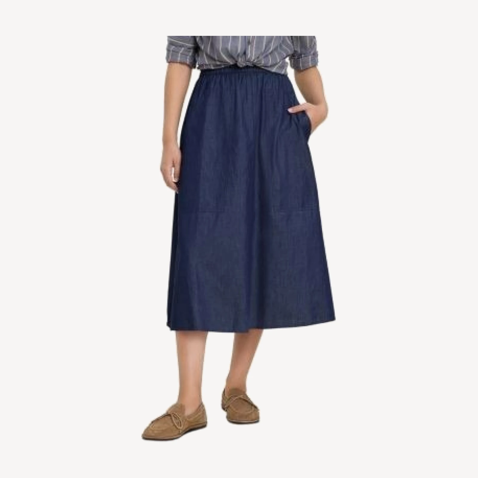 Nic+Zoe Drapey Denim Cargo Midi Skirt