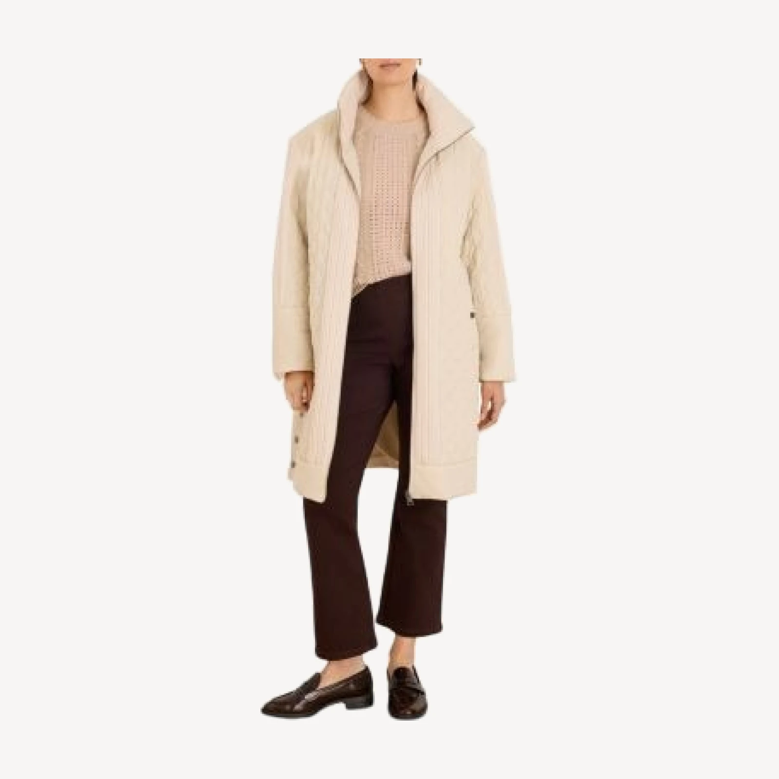 Nic+Zoe Mixed Media Sweater Trim Quilted Coat