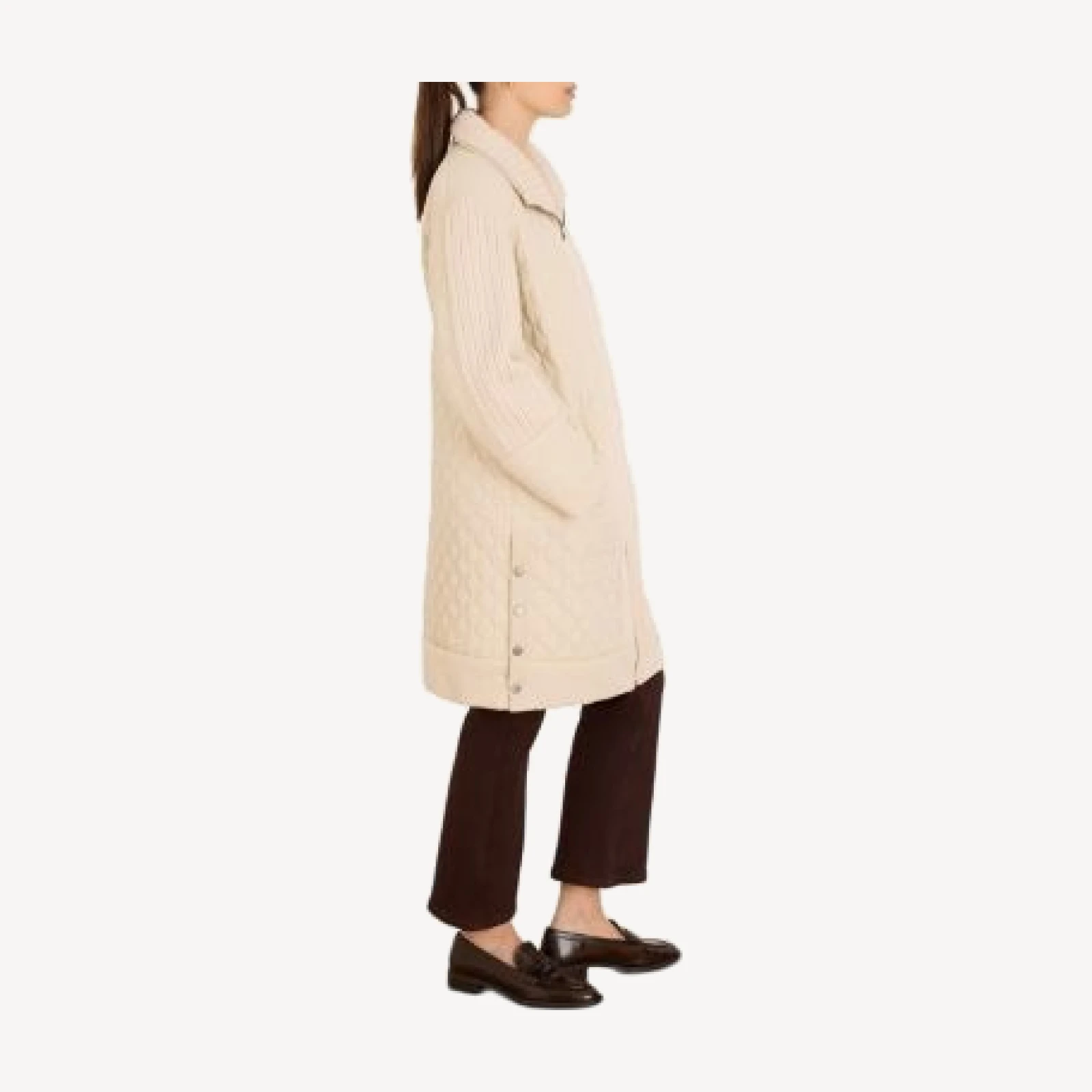 Nic+Zoe Mixed Media Sweater Trim Quilted Coat