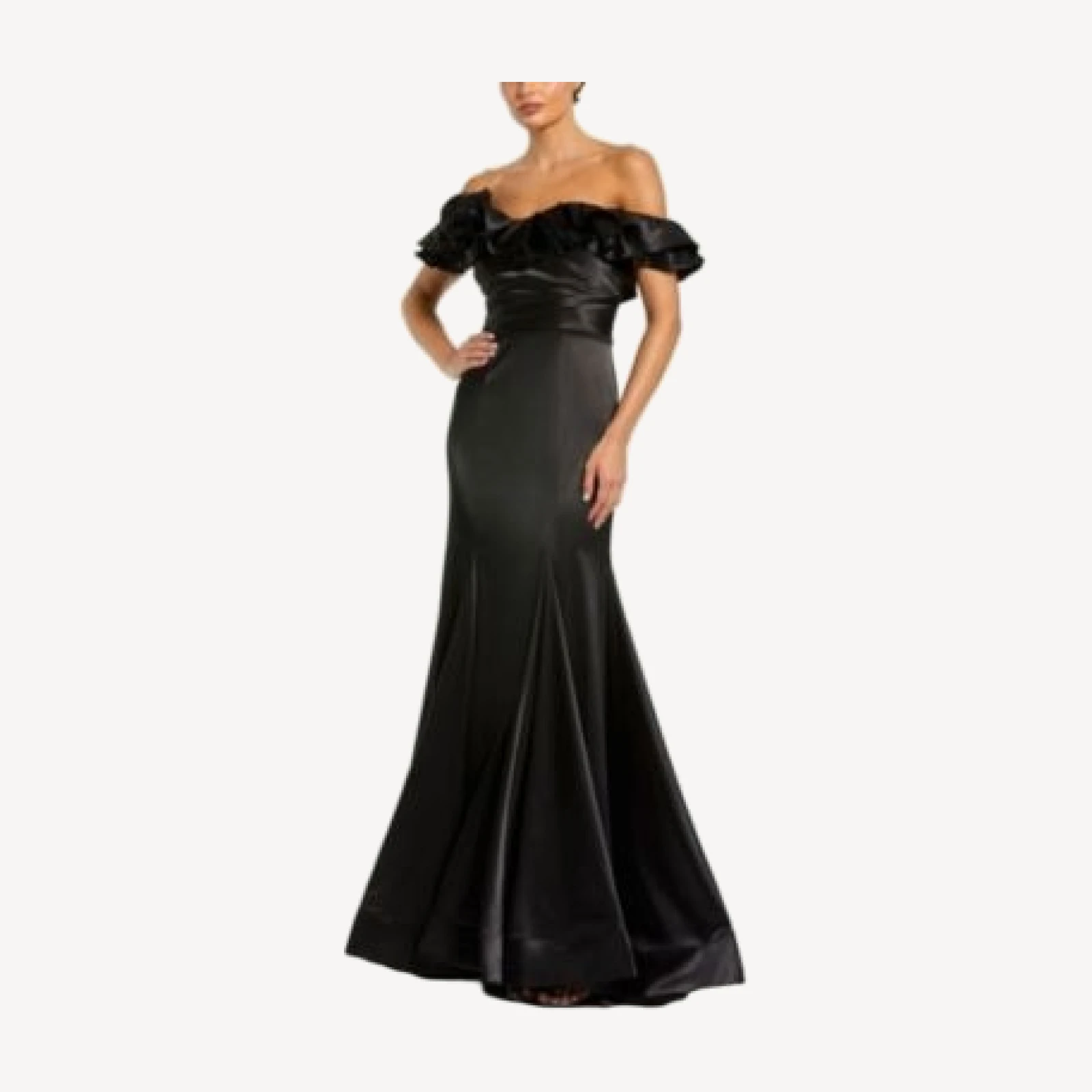 Mac Duggal Satin Ruffle Detail Off The Shoulder Mermaid Gown