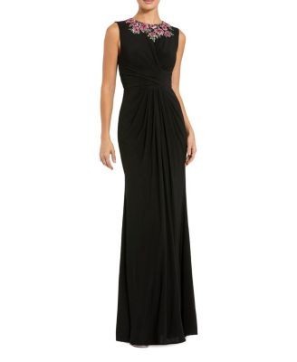 Mac Duggal Jersey Twist Gown with Beaded Shoulders
