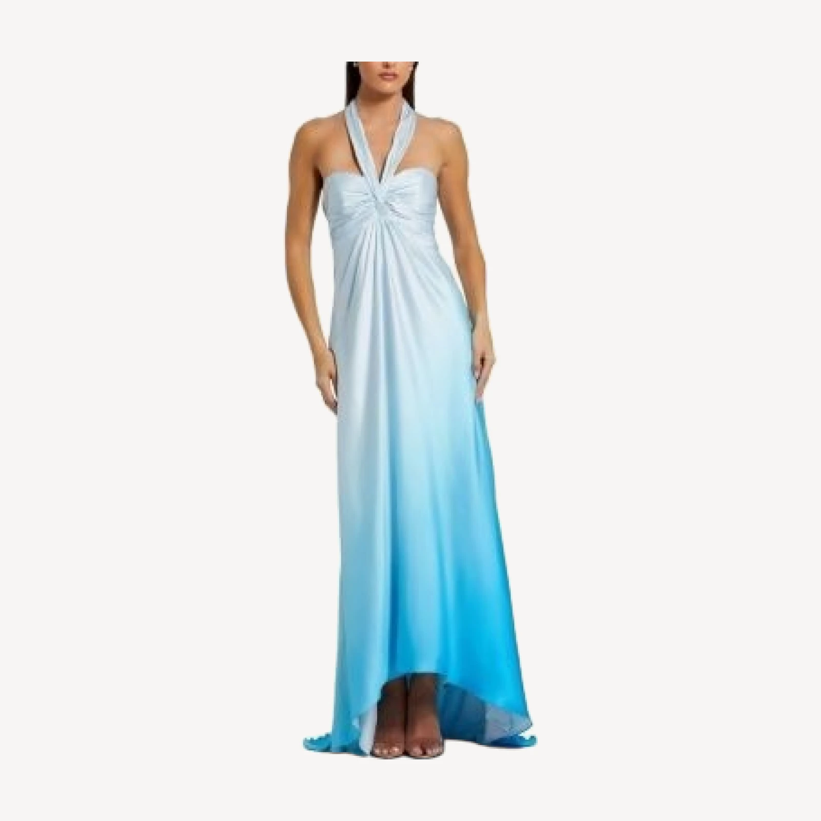 Mac Duggal Charmeuse Tie Halter Neck Ombre Gown