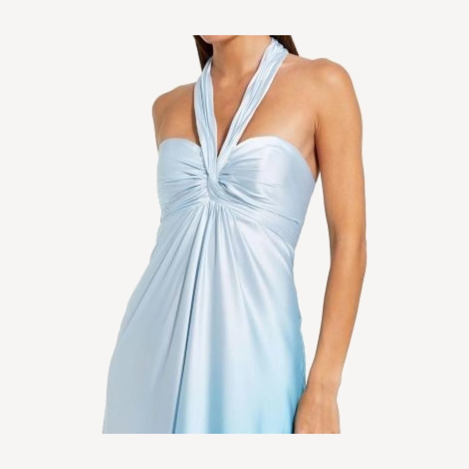 Mac Duggal Charmeuse Tie Halter Neck Ombre Gown