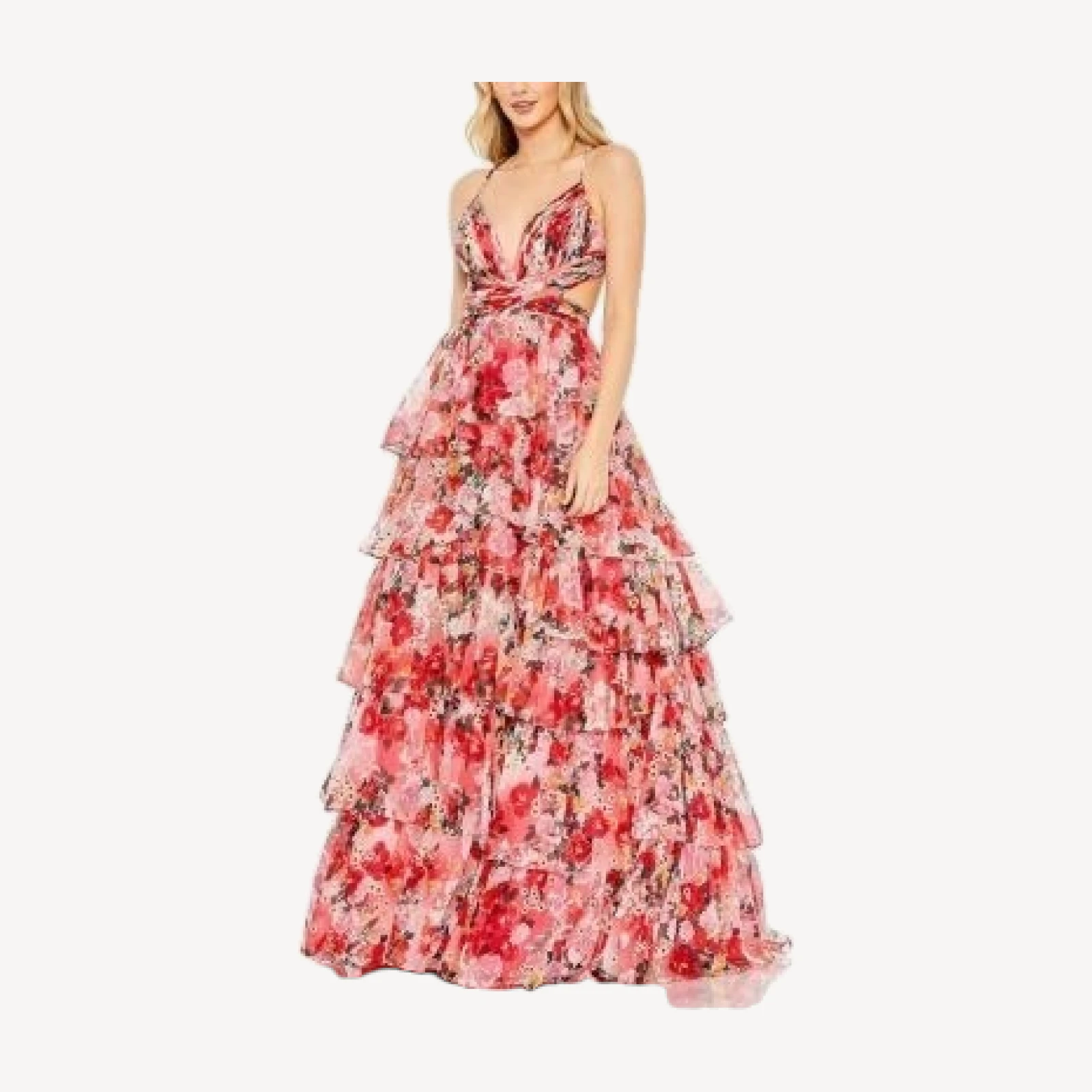 Mac Duggal Pleated Chiffon Cut Out Ballgown