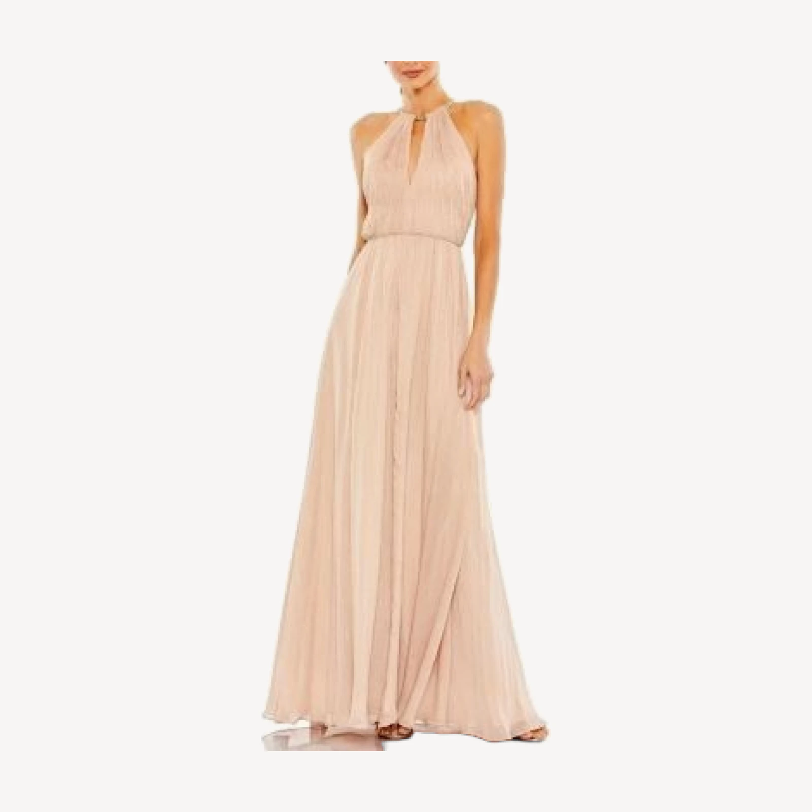 Mac Duggal Chain Trim Keyhole Halter Neck A Line Gown