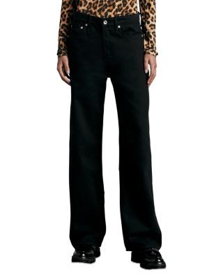 rag & bone Featherweight Logan High Rise Wide Leg Jeans in Black