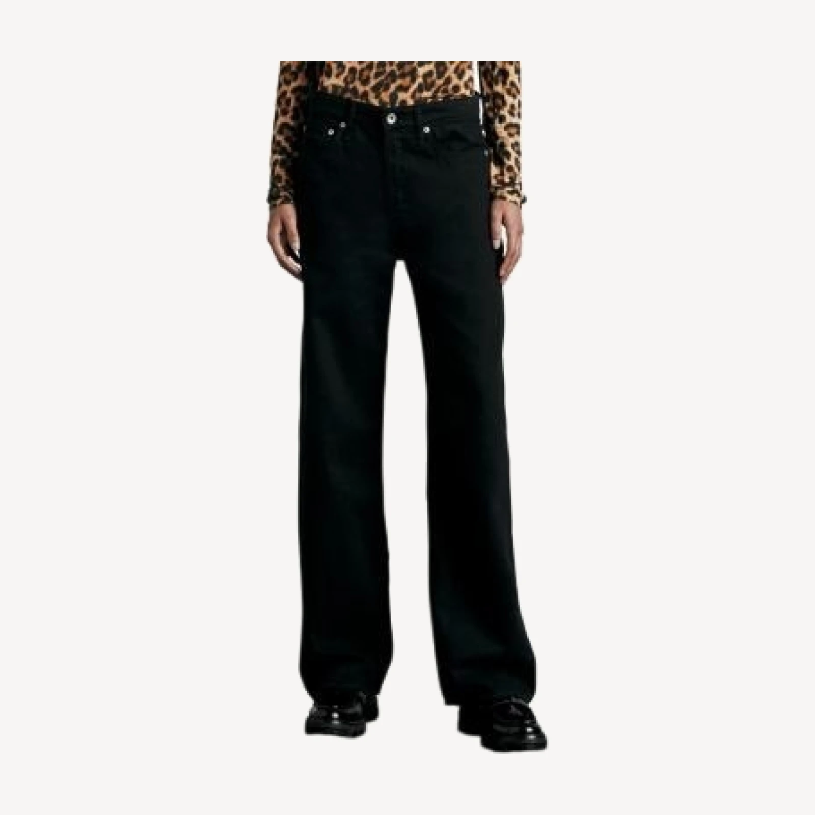 rag & bone Featherweight Logan High Rise Wide Leg Jeans in Black