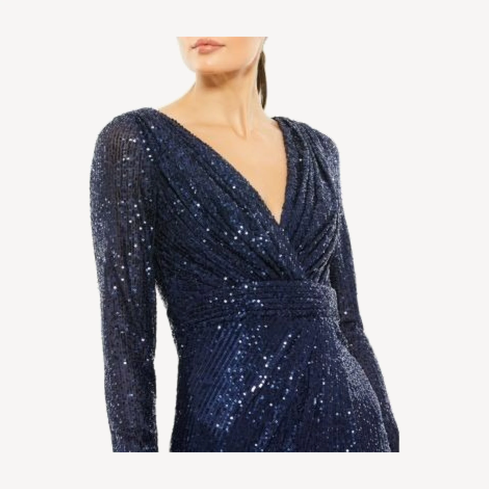 Mac Duggal Sequined Long Sleeve Midi Dress