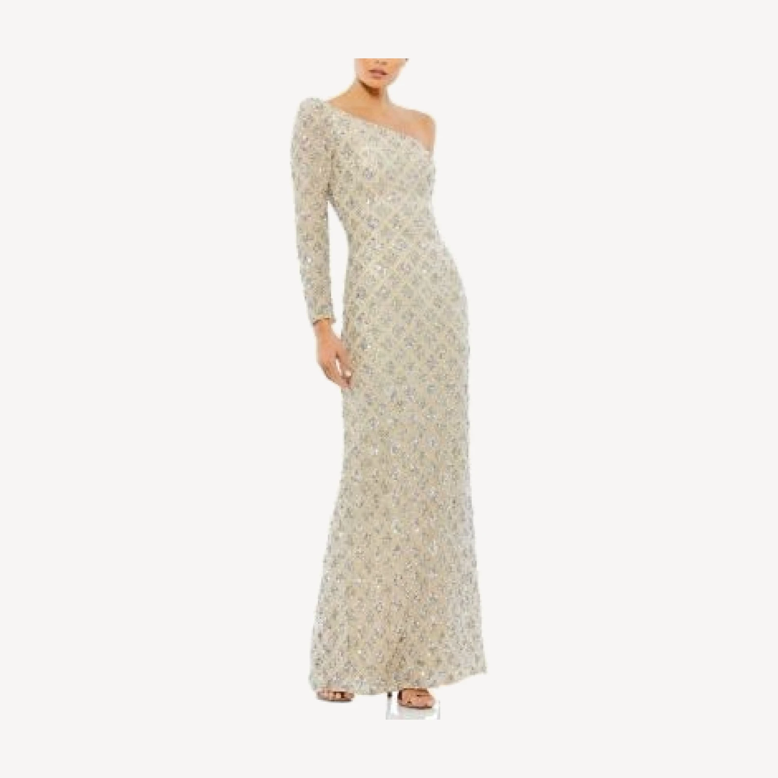 Mac Duggal Embellished One Shoulder Asymmetrical Gown