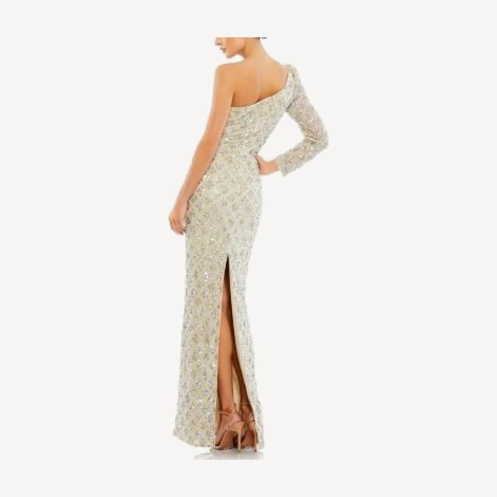 Mac Duggal Embellished One Shoulder Asymmetrical Gown