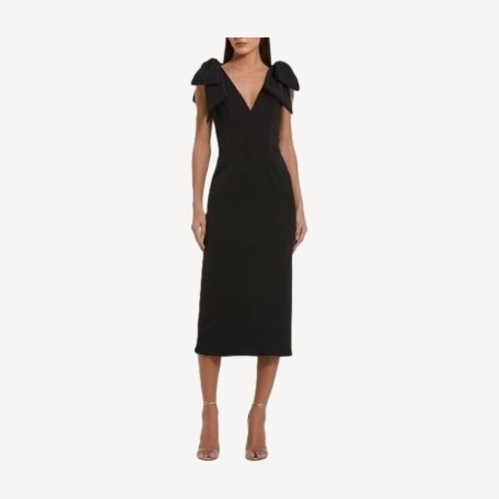 Mac Duggal Bow Strap Crepe Fitted Midi Dress