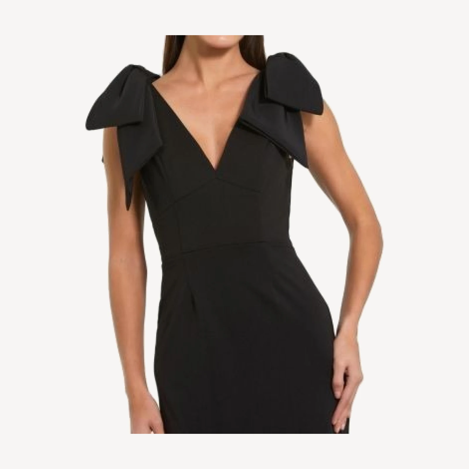 Mac Duggal Bow Strap Crepe Fitted Midi Dress