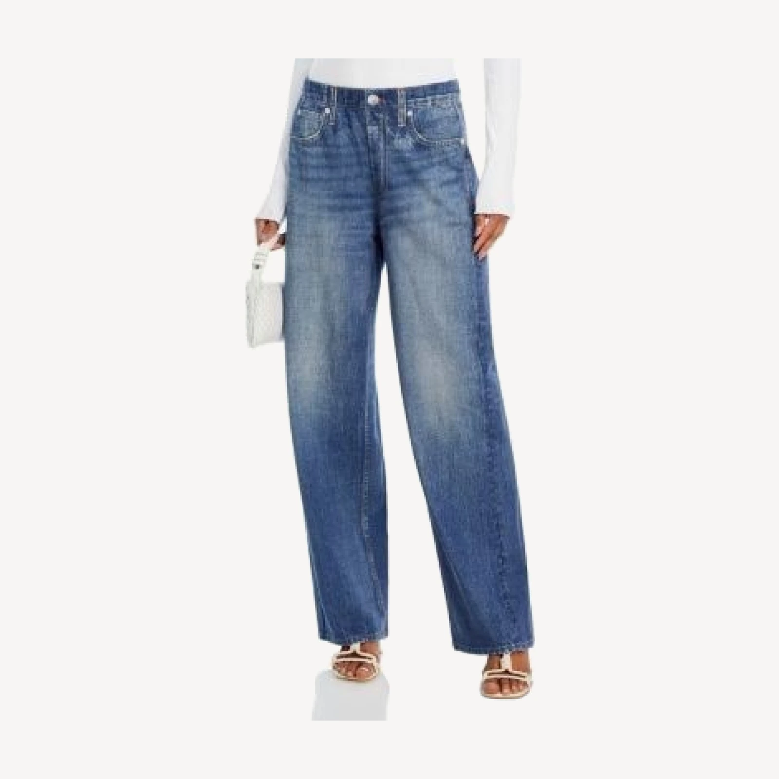 rag & bone Miramar High Rise Wide Leg Cotton Terry Sweatpant Jeans in Lenox
