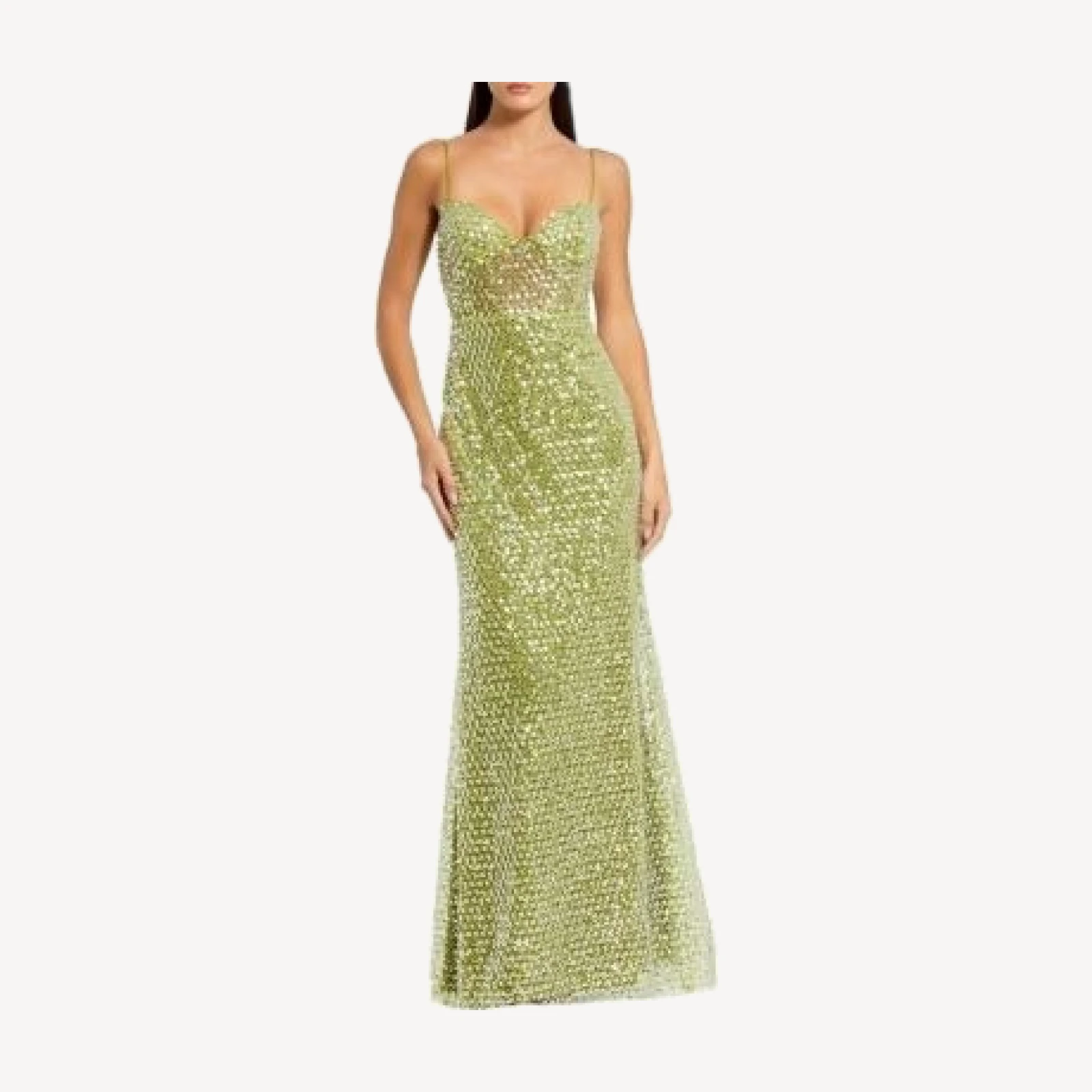 Mac Duggal Embellished Mesh Sleeveless Bustier Gown