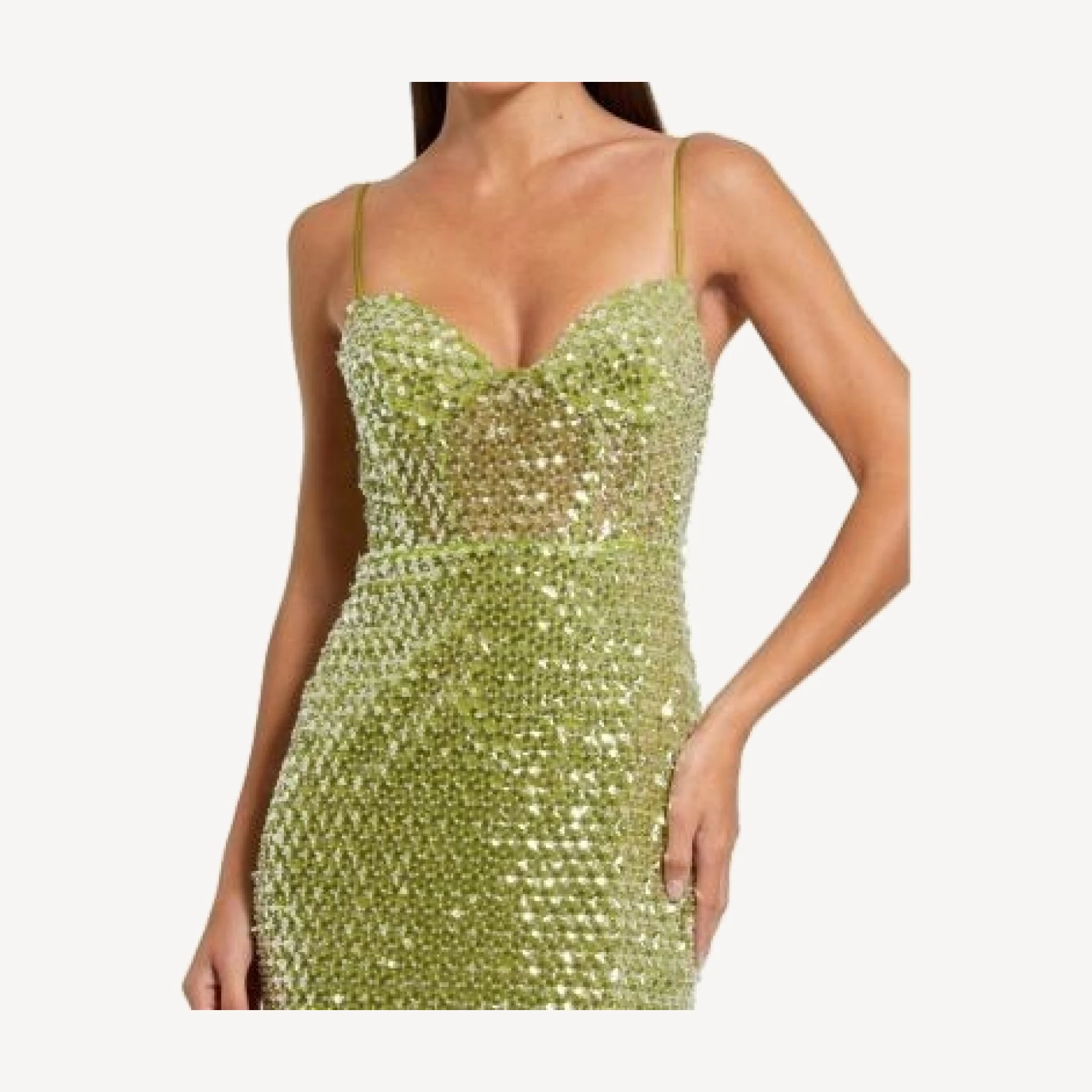 Mac Duggal Embellished Mesh Sleeveless Bustier Gown