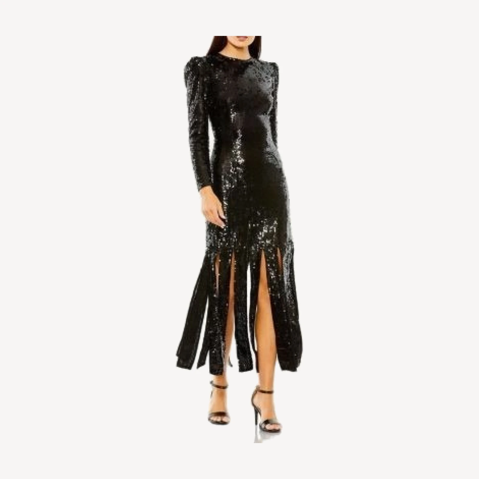 Mac Duggal Long Sleeve High Neck Carwash Panel Dress