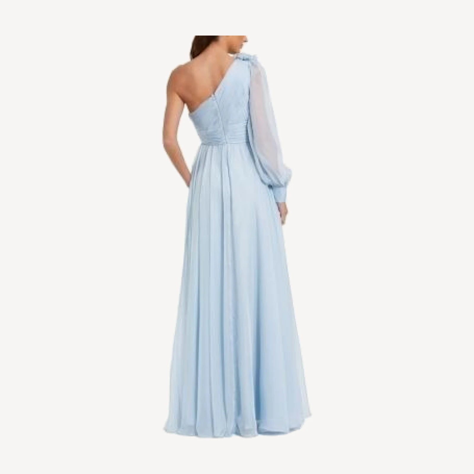 Mac Duggal One Sleeve Chiffon Gown With 3D Flowers