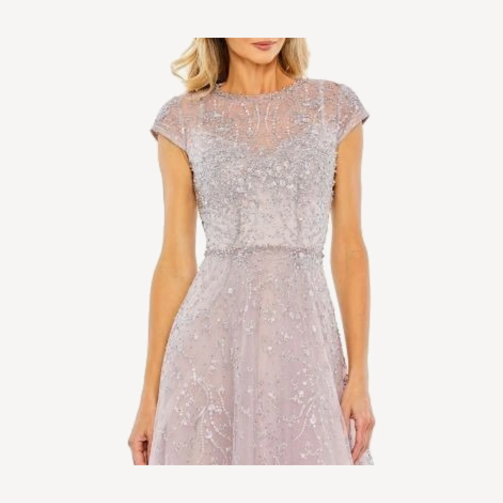 Mac Duggal Women's Embellished High Neck Cap Sleeve A Line Dress