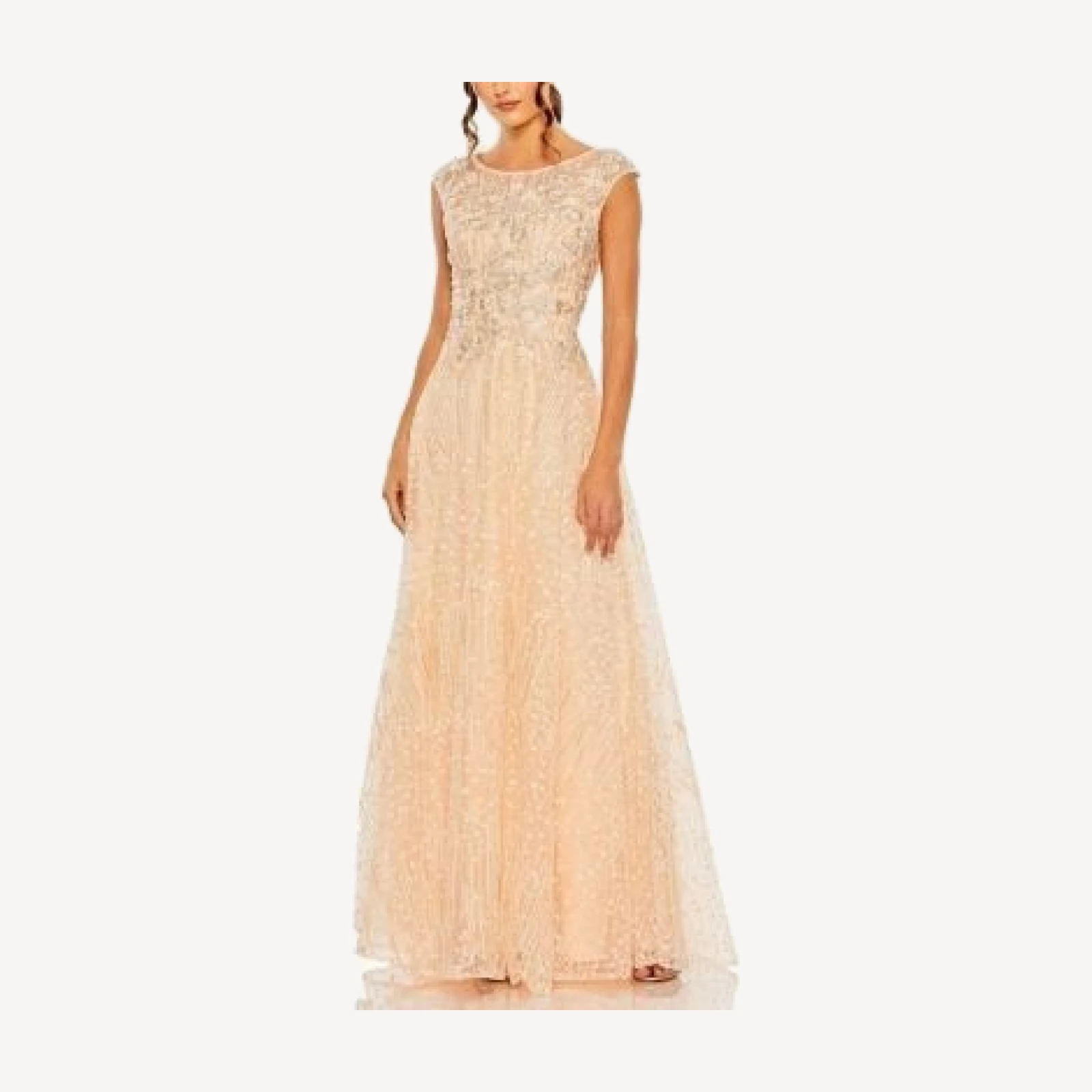 Mac Duggal High Neck Lace Embroidered Detail Gown