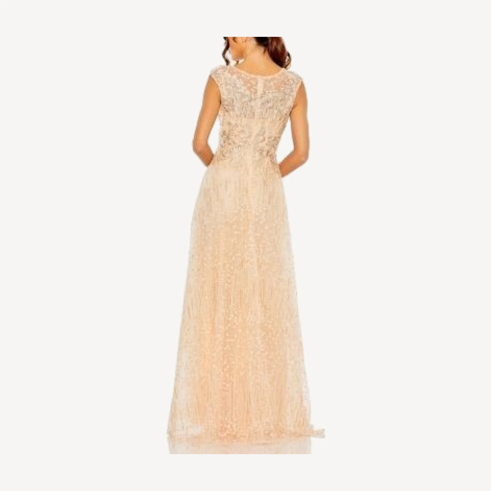 Mac Duggal High Neck Lace Embroidered Detail Gown