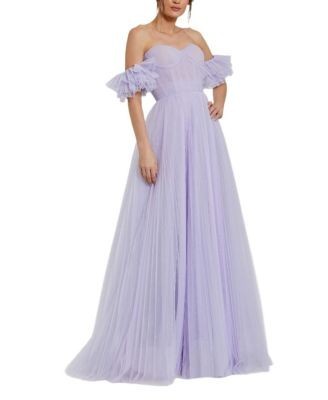 Mac Duggal Off The Shoulder Tulle A Line Gown