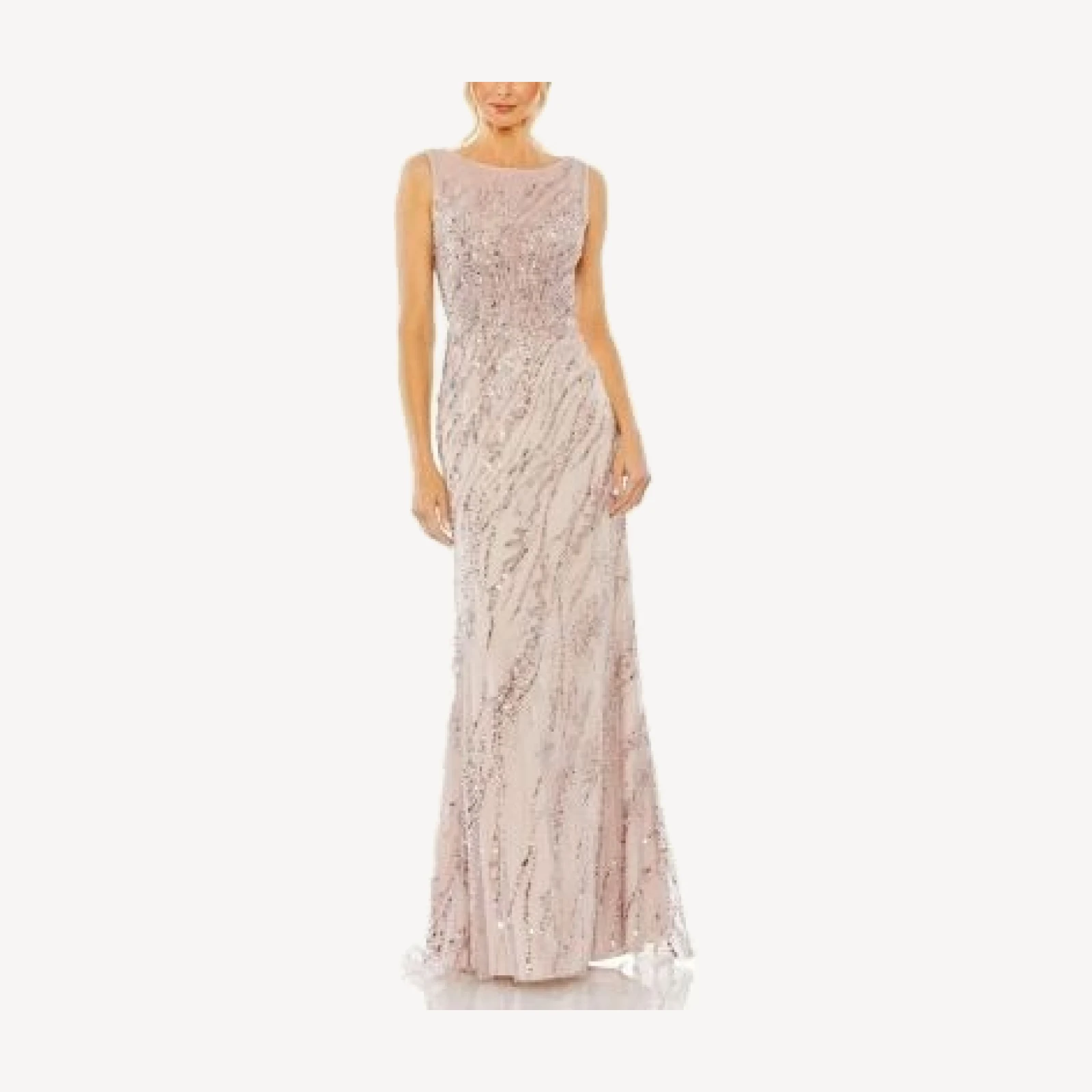 Mac Duggal Sleeveless High Neck Sequin Beaded Gown