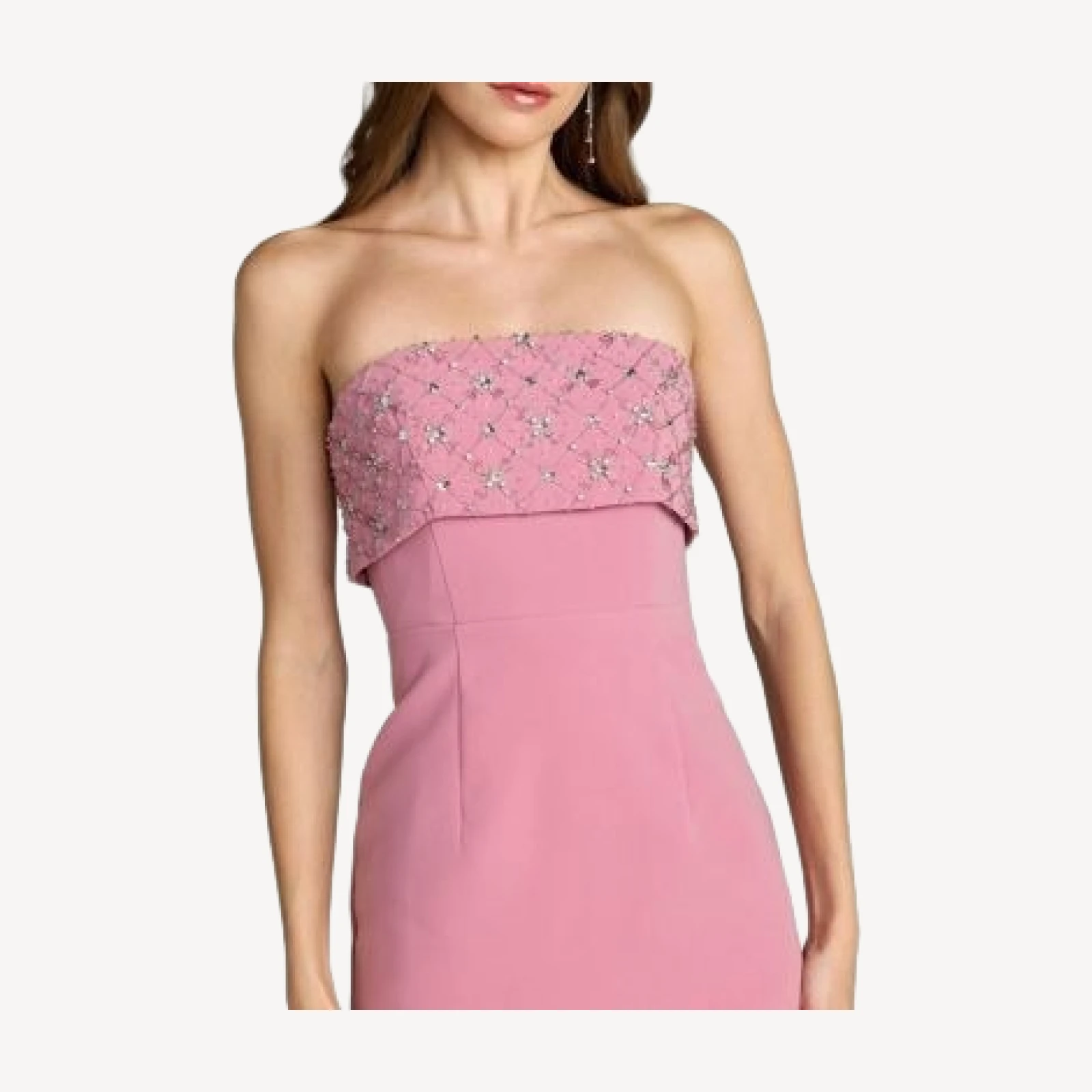 Mac Duggal Strapless Crepe Rhinestone Ankle Length Dress