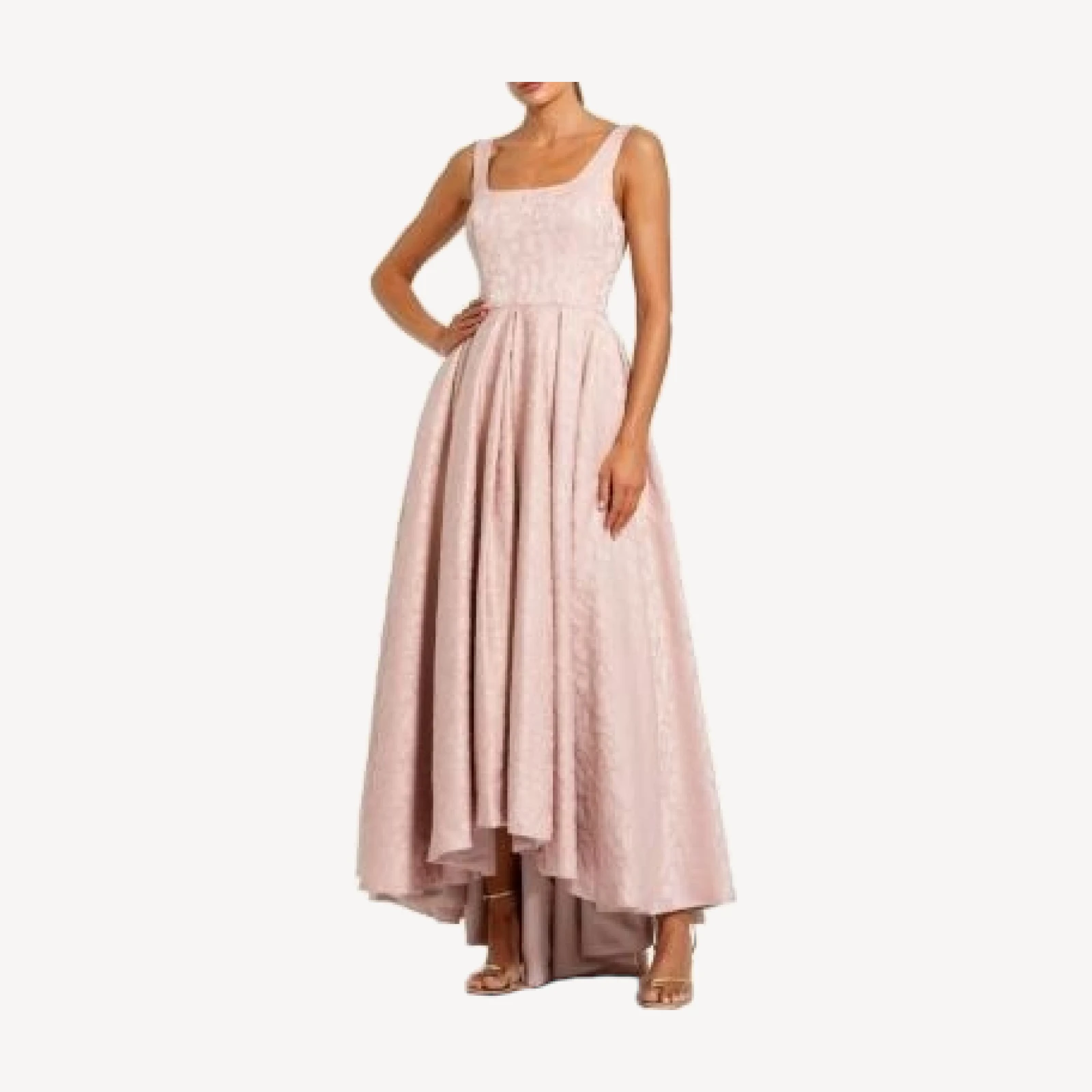 Mac Duggal Sleeveless Jacquard Square Neck High Low Gown