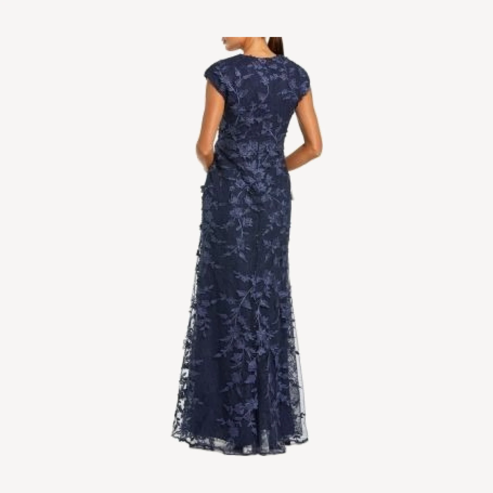 Mac Duggal Faux Wrap Embroidered Cap Sleeve Gown