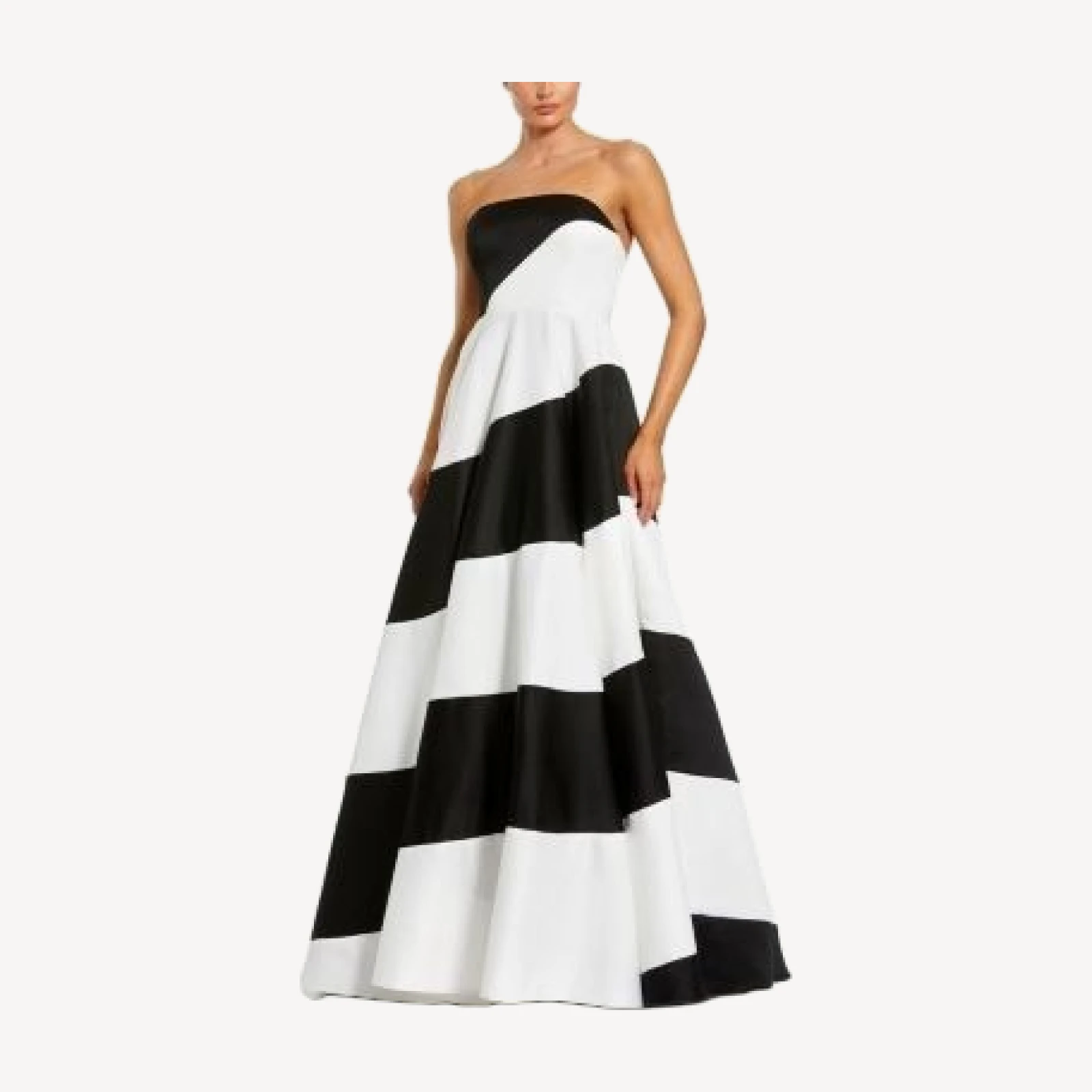 Mac Duggal Striped Satin Strapless Ballgown