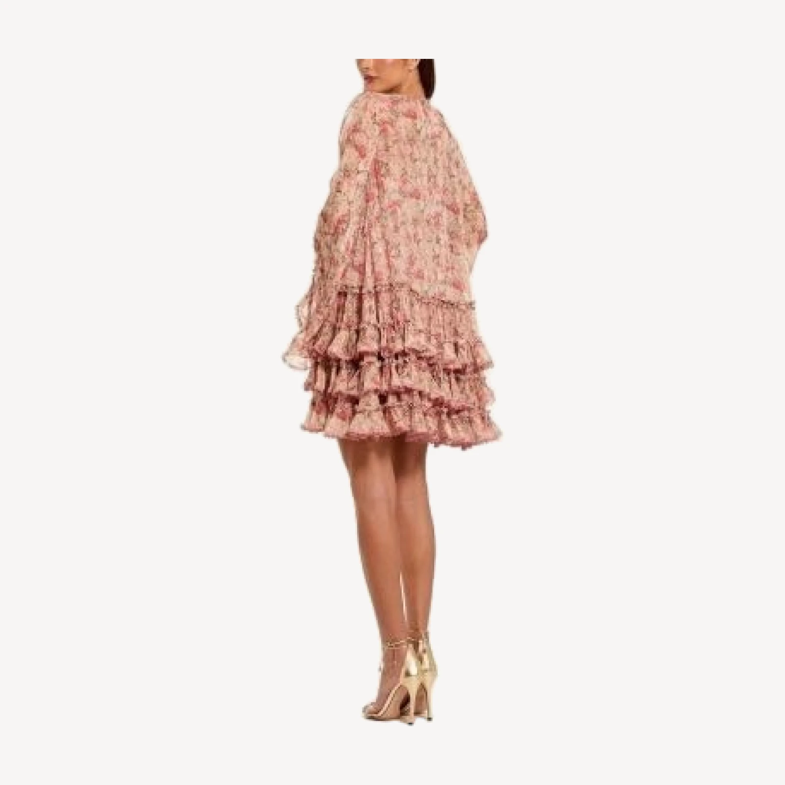 Mac Duggal Flare Long Sleeve Ruffle Viscose Mini Dress