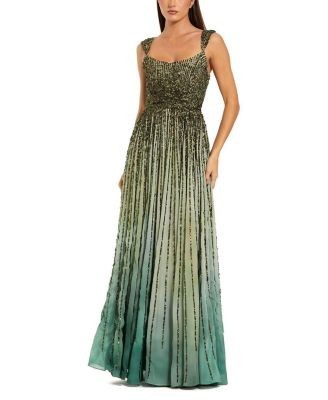 Mac Duggal Ombre Mesh Full Length A-Line Gown