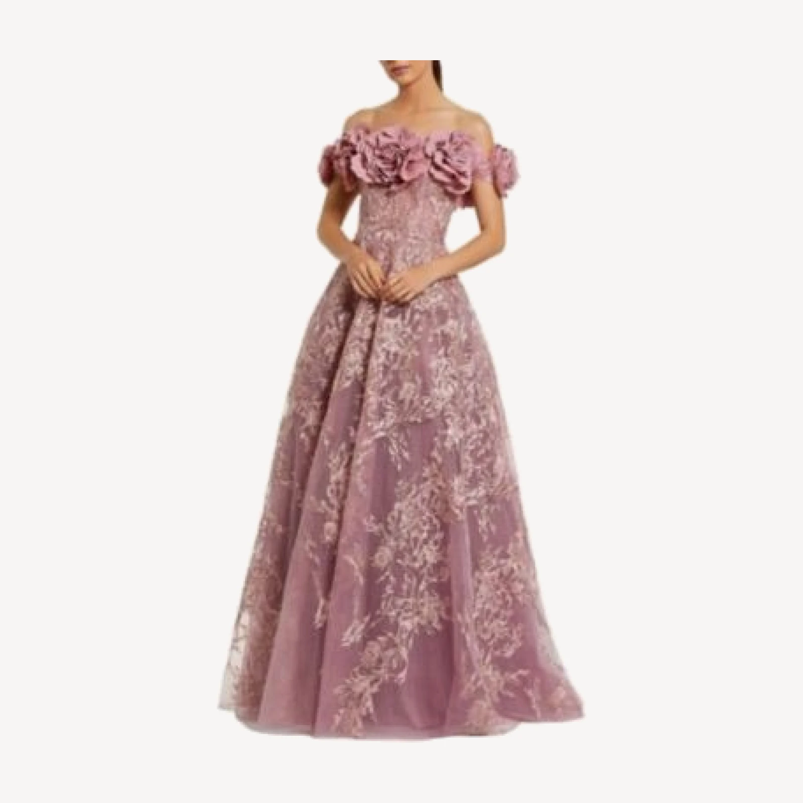Mac Duggal Embroidered Off The Shoulder Floral A Line Gown