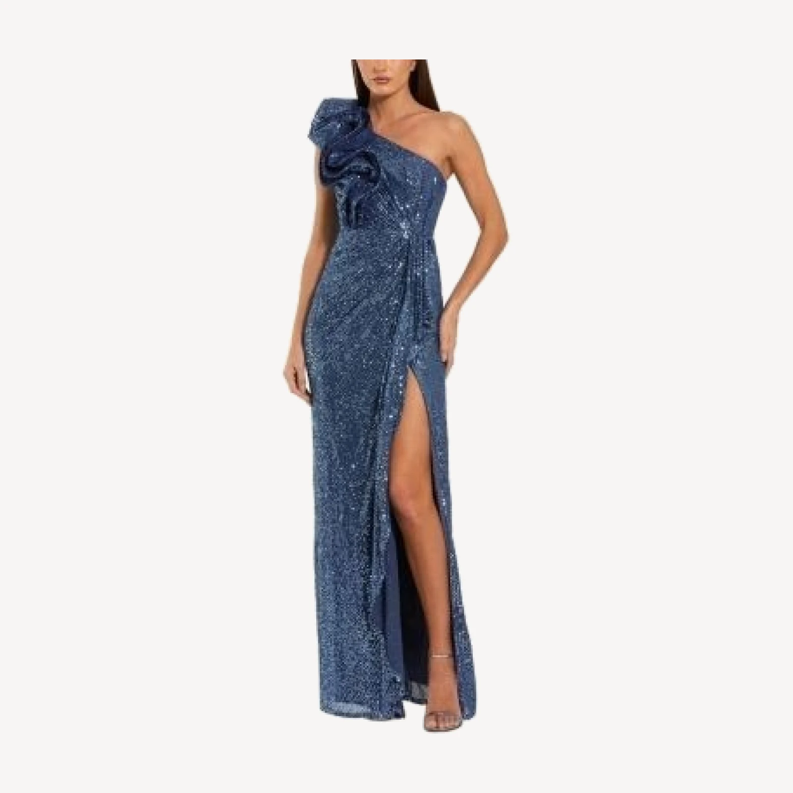 Mac Duggal One Shoulder Sequin Ruffle Detail Gown