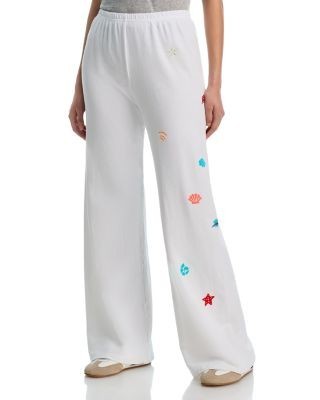 Aqua Macy Seashell Wide Leg Sweatpants - Exclusive