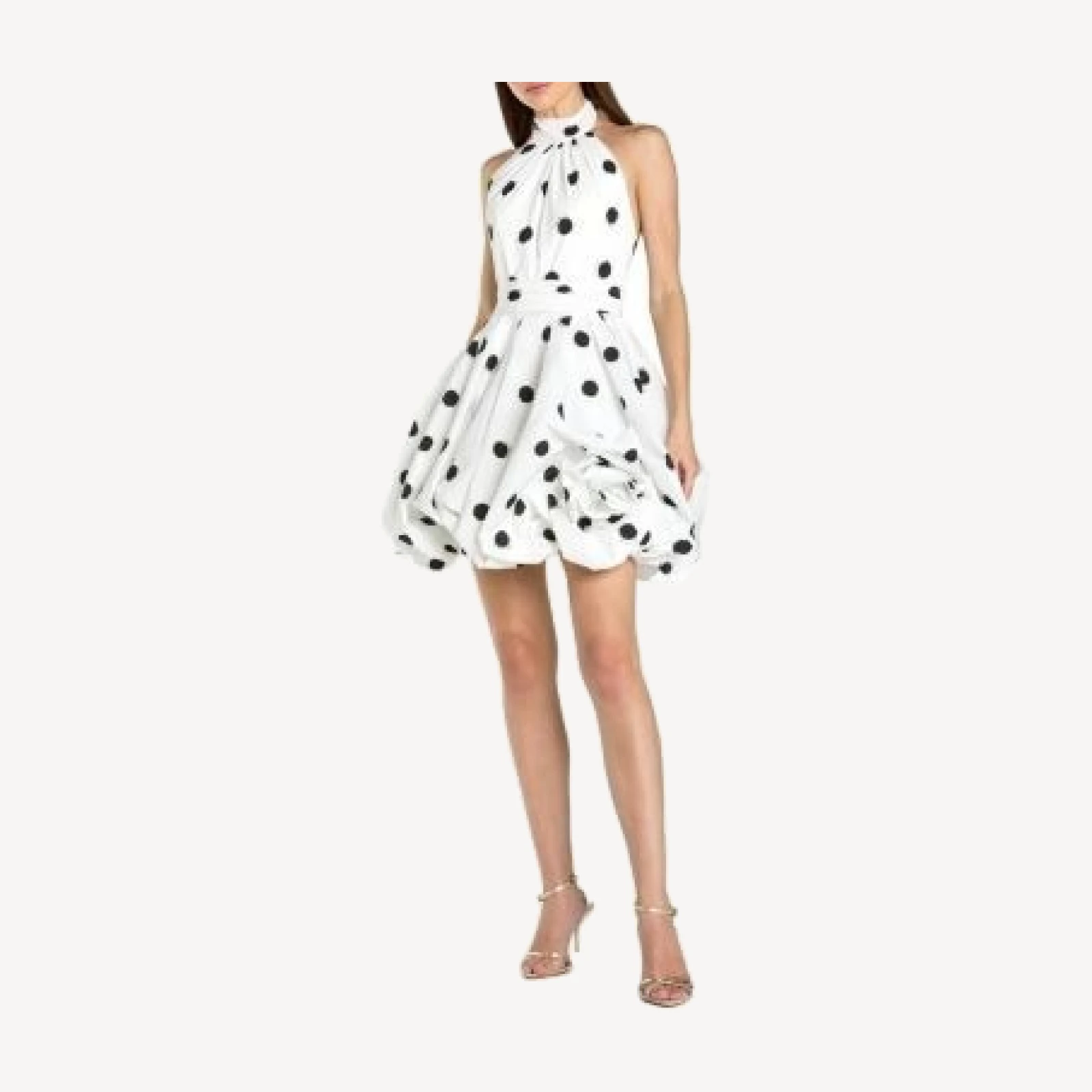 Mac Duggal Satin Halter Neck Sleeveless Bubble Hem Mini Dress