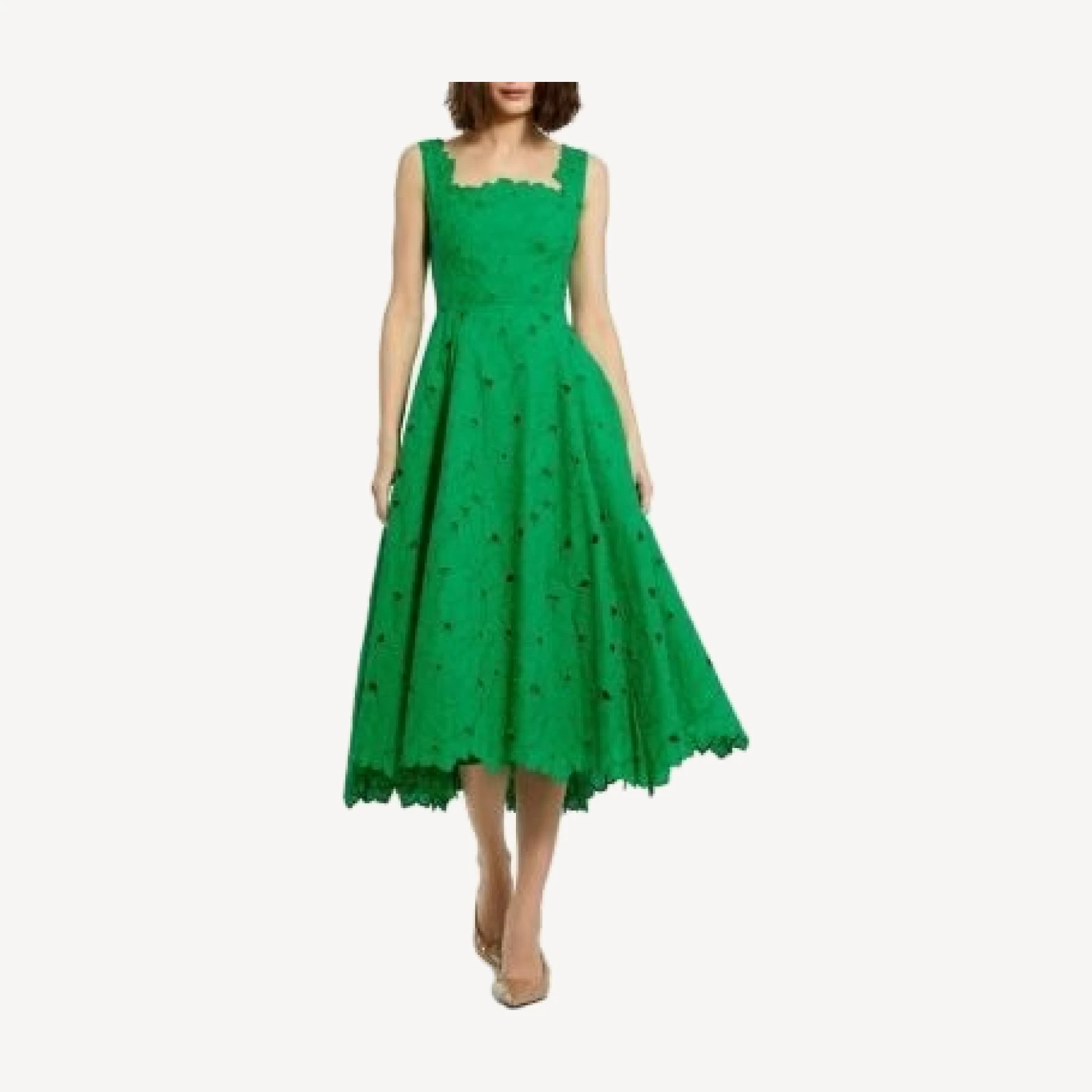 Mac Duggal Embroidered Floral A Line Sleeveless Midi Dress