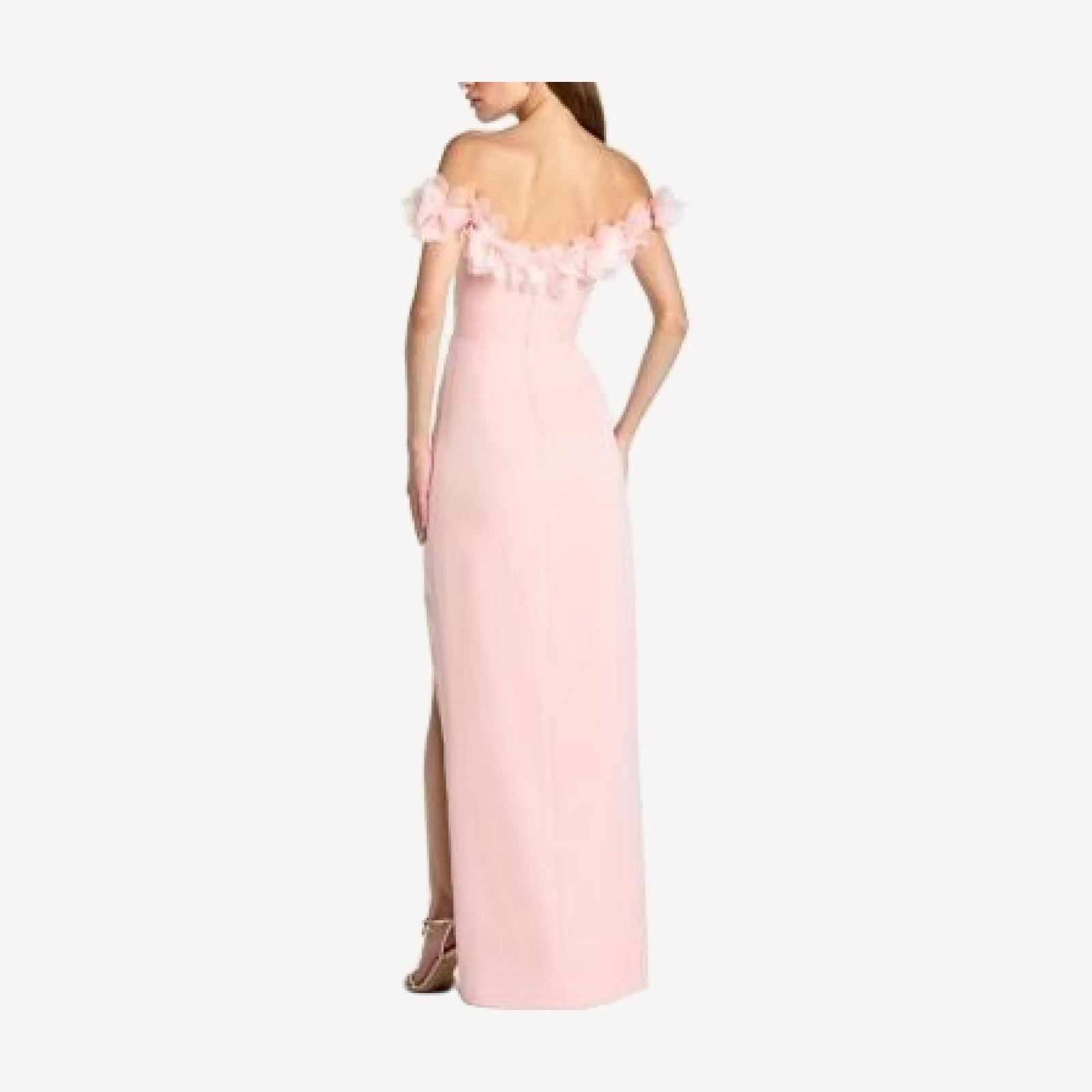 Mac Duggal Off The Shoulder Column Gown With 3D Flowers