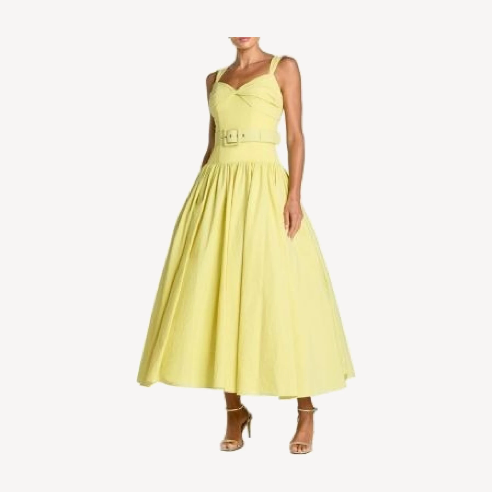 Mac Duggal Sleeveless Faille A-Line Midi Dress with Belt