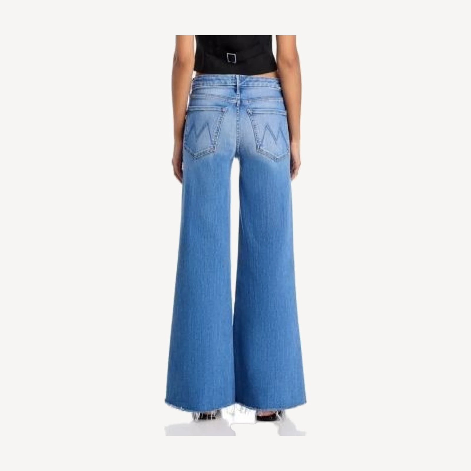 Mother The Roller High Rise Wide Leg Jeans in Riding the Cliffside