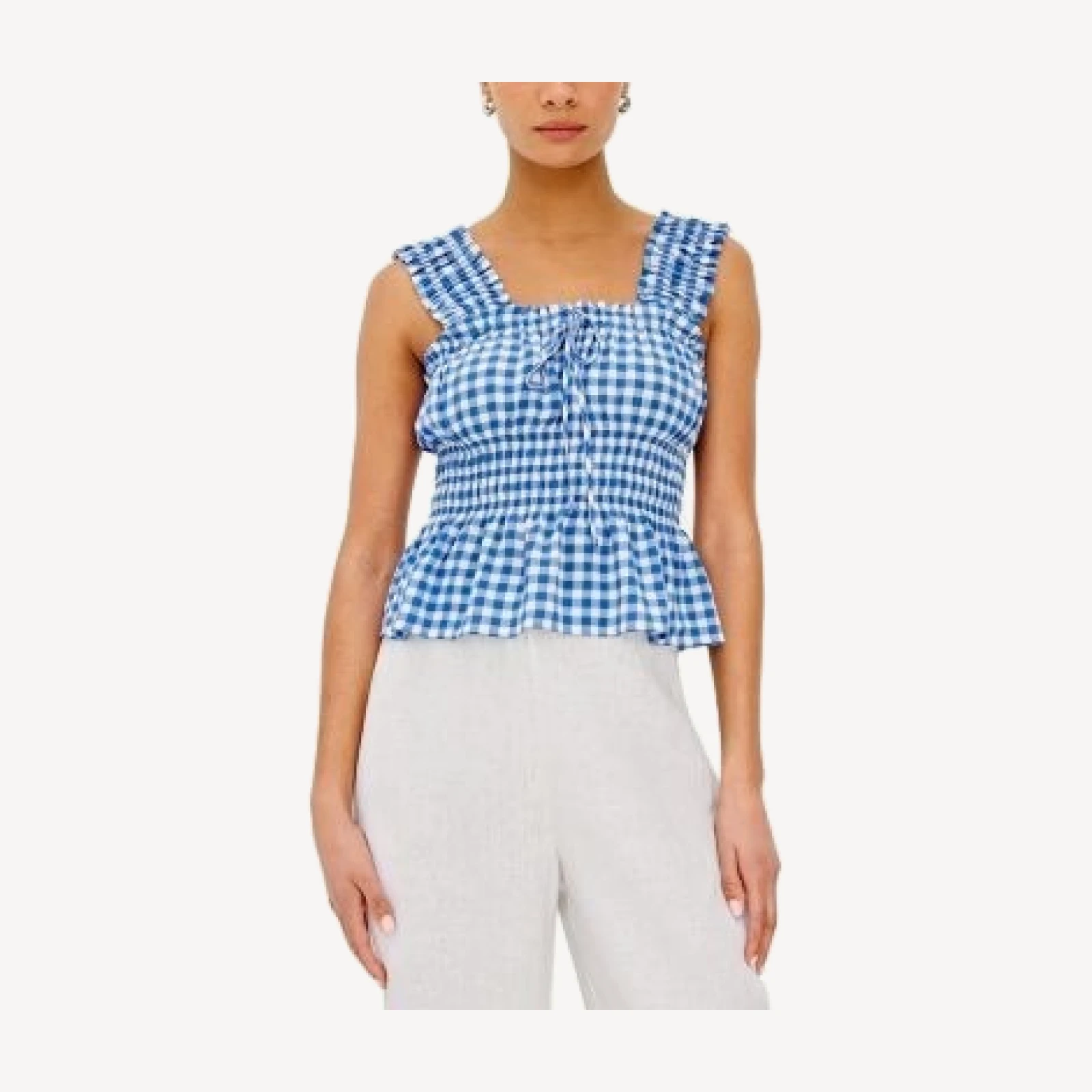 Rails Donna Gingham Smocked Waist Top